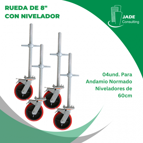 Juego de Ruedas de 8" con Nivelador (04und)